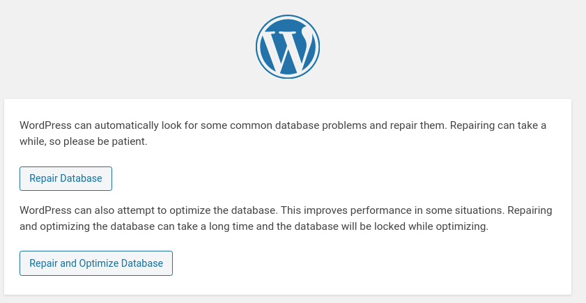 WordPress database repair