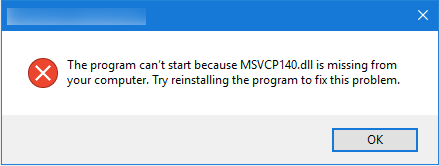 The program can't start because MSVCP100.dll is missing from your computer