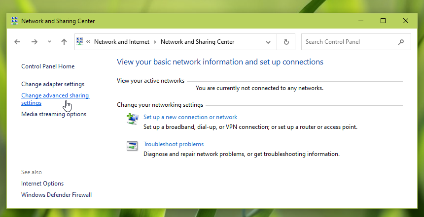 Turn on network discovery in Windows 10